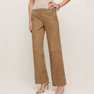 Reformation Veda Vida Low Rise Leather Pants in Pecan Suede
